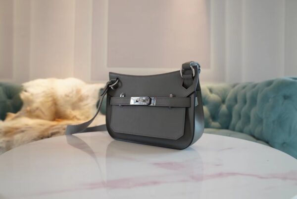 Full Handmade Hermes 0L Gris Meyer Swift Leather Jypsiere Mini Silver Hardware