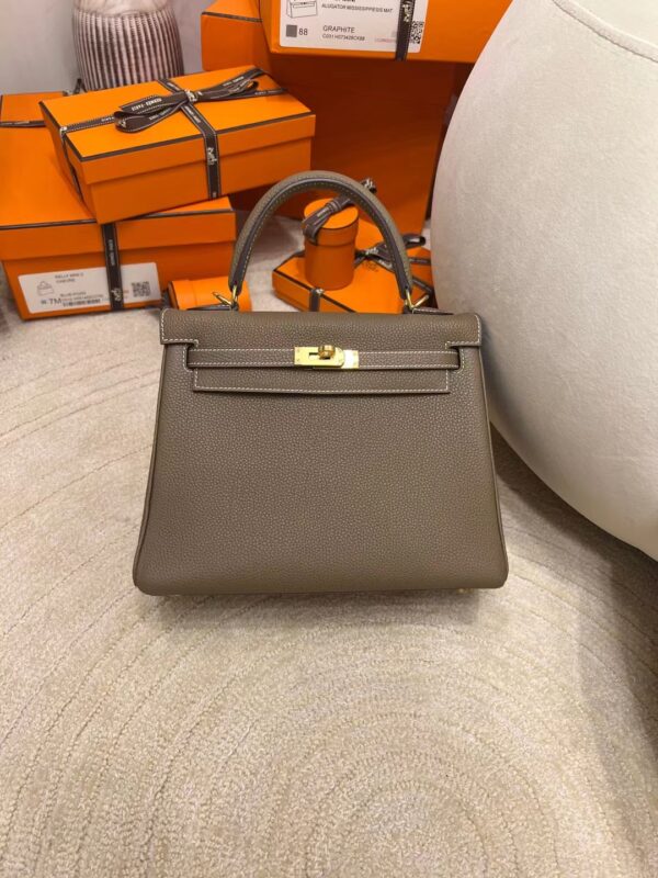 Hong Kong Hemes Kelly 25CM Togo Leather CK10 Craie Gold Hardware