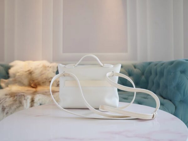 Discount Hermes Mini Kelly 24/24 01 Blanc & I2 Nata Evercolor Leather Silver Hardware