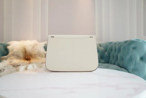 Full Handmade Hermes Halzan 25CM 01 Blanc Evercolor Leather Silver Hardware