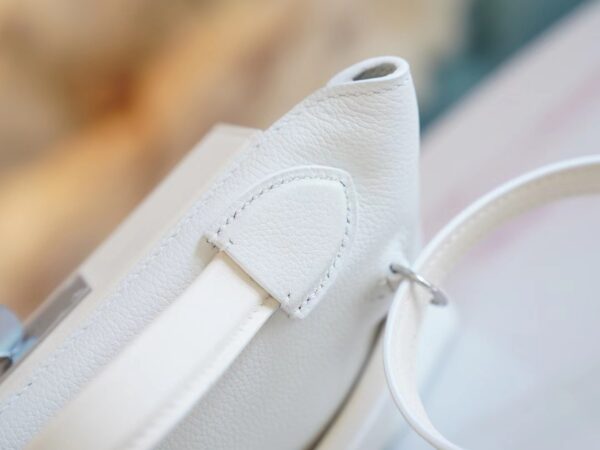 Discount Hermes Mini Kelly 24/24 01 Blanc & I2 Nata Evercolor Leather Silver Hardware