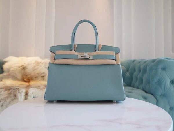 Stock GPCMode Hermes 7G Cile Togo Leather Birkin Bag30CM Silver Hardware