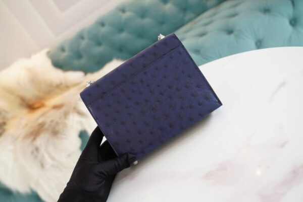 GPCMode Hermes Verrou Mini Blue Iris South Africa KK Ostrich Skin Silver Hardware