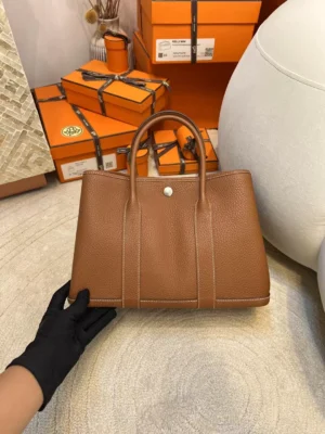 Taiwan Hermes 37 Gold Negonda Leather Garden Party 30 Silver Hardware