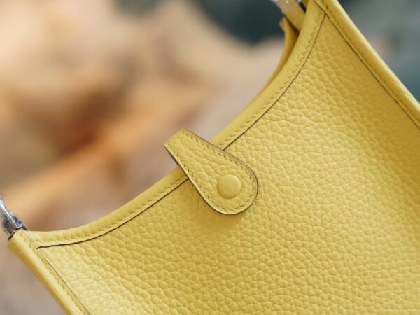 New Arrival Hermes 0Y Lemoncello Clemence Leather Evelyne Mini 16CM