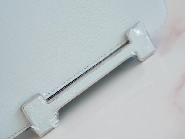 Hong Kong Hermes Geta 20CM Chevre Mysore T0 Blue Brume/ 10 Craie Inner Silver Hardware
