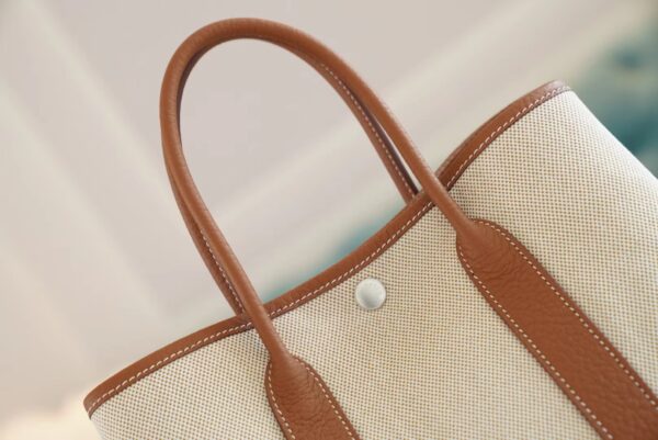 GPCMode Factory Hermes Garden Party30CM Beige Canvas/Gold Leather Silver Hardware