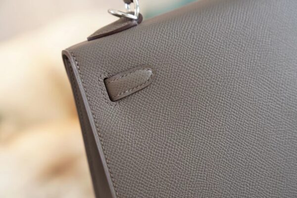 Hermes Handmade Boutique 8F Etain Epsom Leather Kelly 25CM Silver Hardware