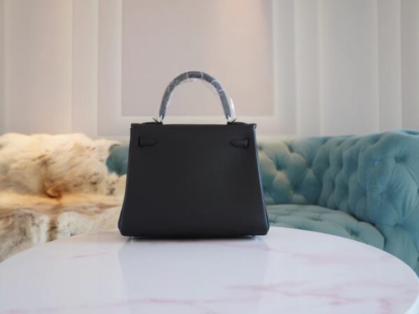Hot Sale Hermes Kelly25CM Tote Bag CK89 Nior Togo Leather Silver Hardware