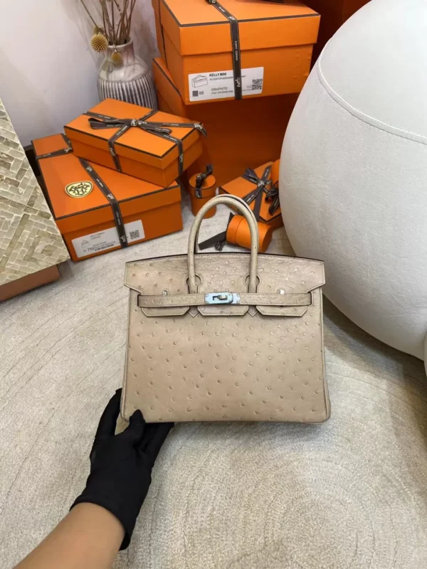 Australia Sydney Birkin 25CM 0M Chai KK Ostrich Leather Silver Hardware