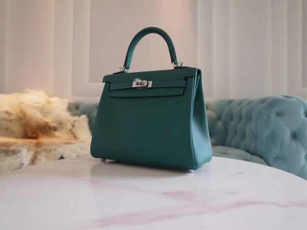 GPCMode Hermes Z6 Malachite Kelly 28CM Evercolor Leather Silver Hardware