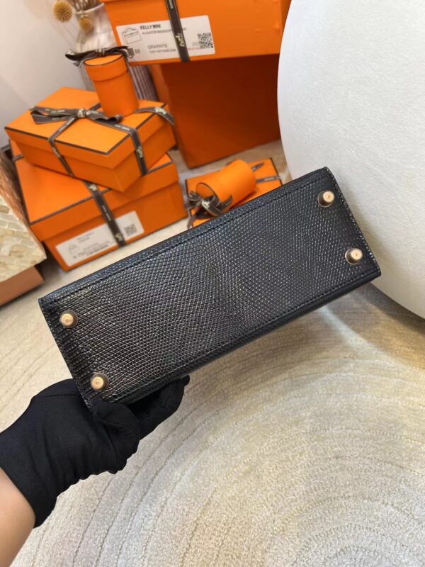 Qatar Doha Hermes Kelly Sellier 25CM Lizard Leather 89 Noir Rose Gold Hardware