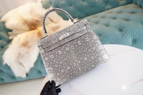 GPCMode Factory Hermes Kelly 25CM Ombre Lizard Leather Women’s Bag Silver Hardware