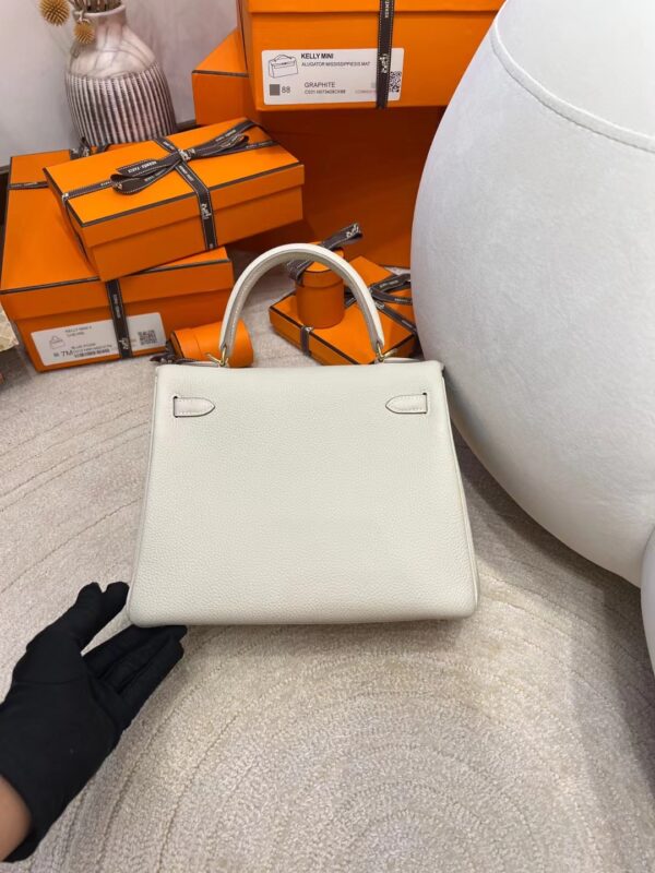 Hong Kong Hermes Kelly 25CM Togo Leather CK10 Craie Gold Hardware