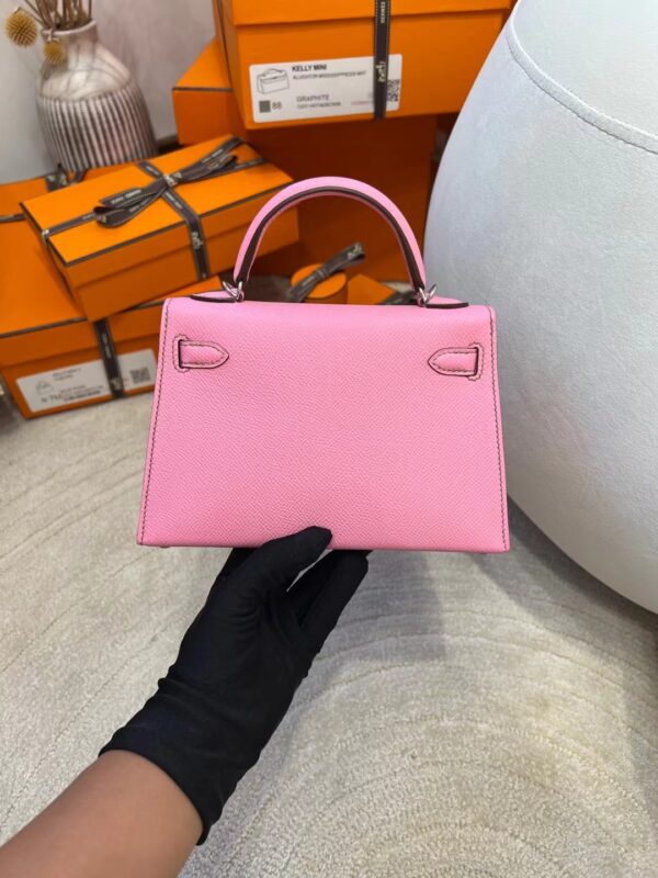 Canada Toronto Hermes Mini Kelly 19CM Epsom Leather 5P Pink Silver Hardware