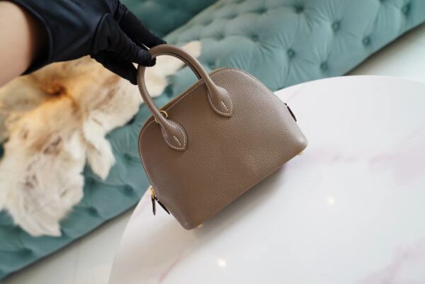 Wholesale Hermes Chevre Leather Mini Bolide 18CM CK18 Etoupe Gold Hardware
