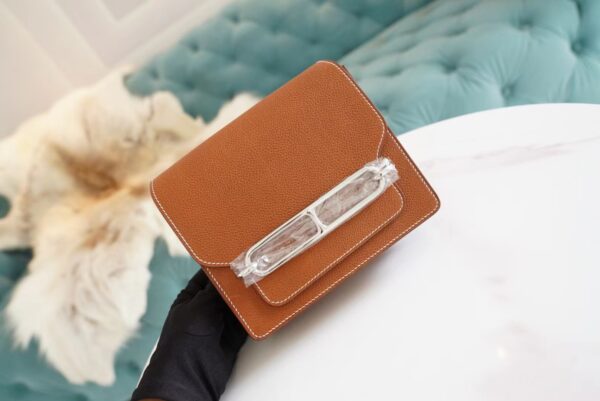 Full Handmade Hermes Roulis Mini18cm 34 Fauve Barenia Faubourg Silver Hardware
