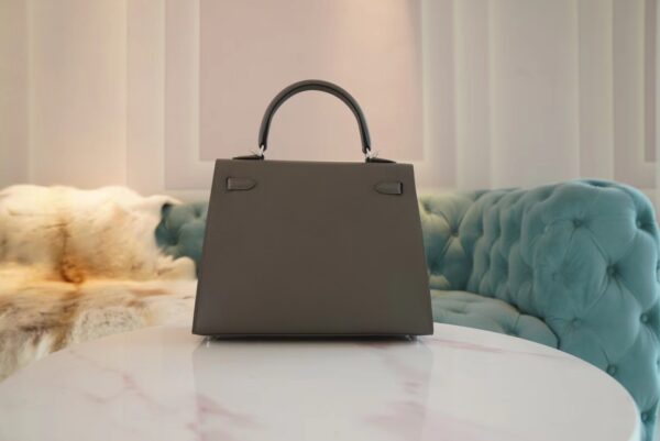 Full Handmade Hermes Kelly Bag25CM 0L Gris Meyer Epsom Leather Silver Hardware