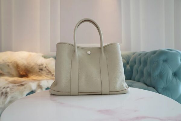 Full Handmade Hermes 8L Beton Garden Party 30CM TC Leather Silver Hardware