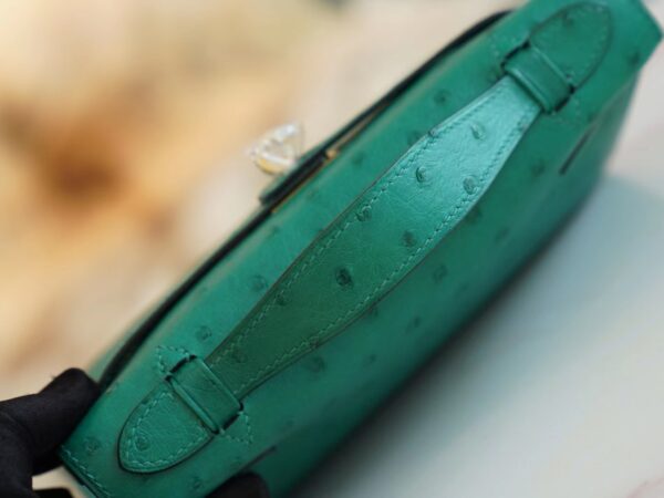 Fashion Hermes Kelly Pochette22cm U4 Vert Vertigo KK Ostrich Leather Gold Hardware