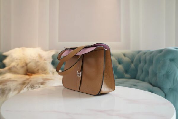 Wholesale Hermes 0M Chai/ X9 Mauve Sylyestre Halzan 25CM Silver Hardware
