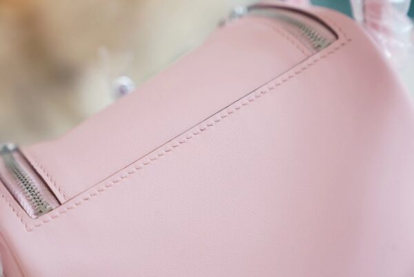 Full Handmade Hermes Mini Lindy19CM 3Q Rose Sakura Swift Leather Silver Hardware
