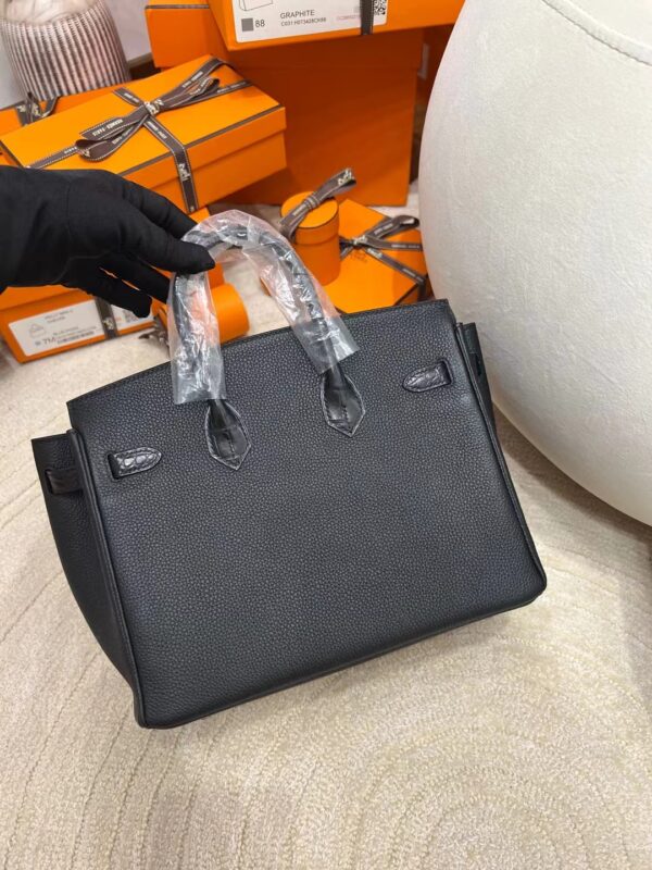Handmade Hermes Birkin Touch 25CM Togo/ Matte Crocodile 89 Noir Silver Hardware