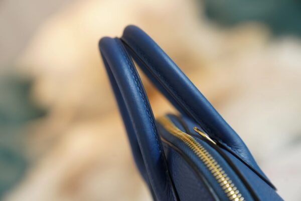 Fashion Hermes Mini Bolide 18CM 71 Blue France Evercolor Leather Gold Hardware