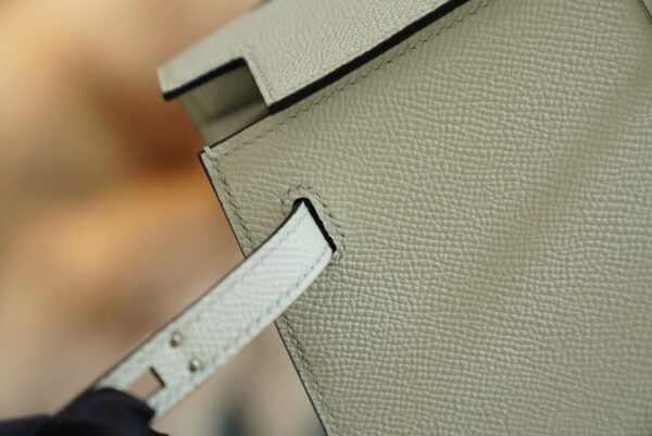 Full Handmade Hermes 0S Vert Fizz Kelly 25CM Epsom Leather Silver Hardware