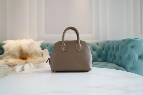 Wholesale Hermes Chevre Leather Mini Bolide 18CM CK18 Etoupe Gold Hardware