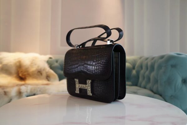 GPCMode Hermes Matte Crocodile Constance 24CM CK89 Nior Lizard Buckle