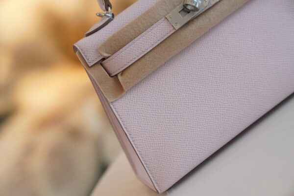 GPCMode Hermes 09 Mauve Pale Epsom Leather Mini Kelly 19CM Silver Hardware
