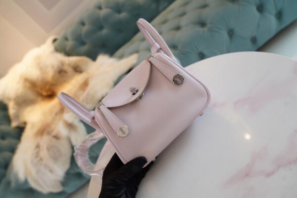 GPCMode Factory Hermes 09 Mauve Pale Mini Lindy 19CM Swift Leather Silver Hardware