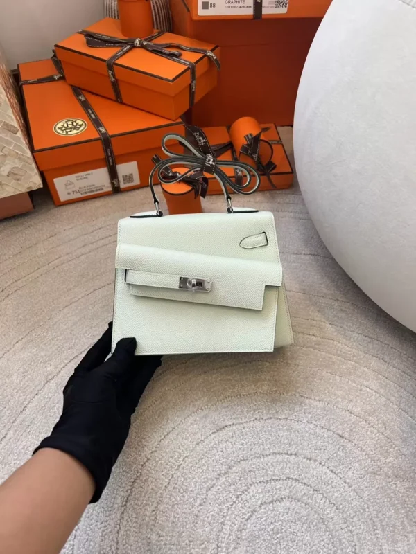 Taiwan Hermes Kelly Desordre Bag 0S Vert Fizz Epsom Leather Silver Hardware
