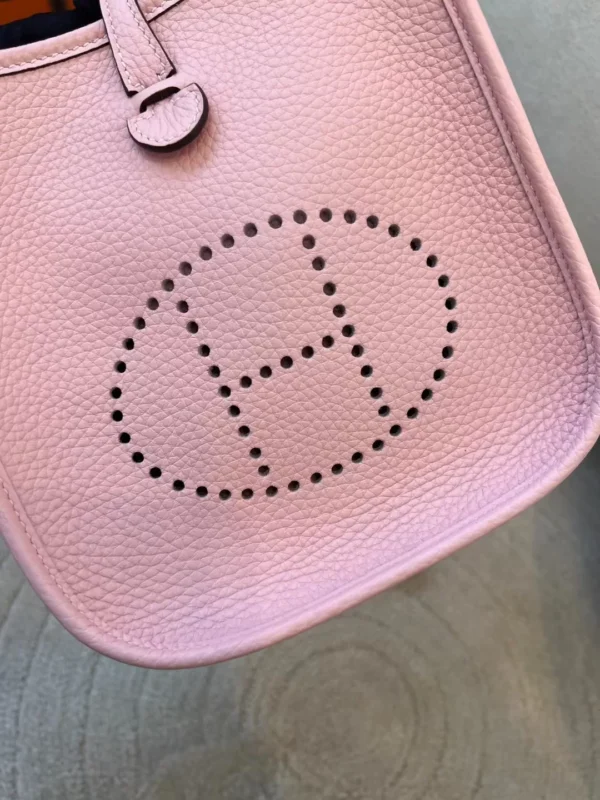 Hermes Mini Evelyne 16CM 3Q Rose Sakura Clemence Leather Silver Hardware