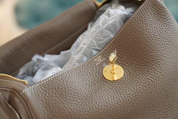 Wholesale GPCMode Hermes Lindy26CM C18 Grey Etoupe Clemence Leather Gold Hardware