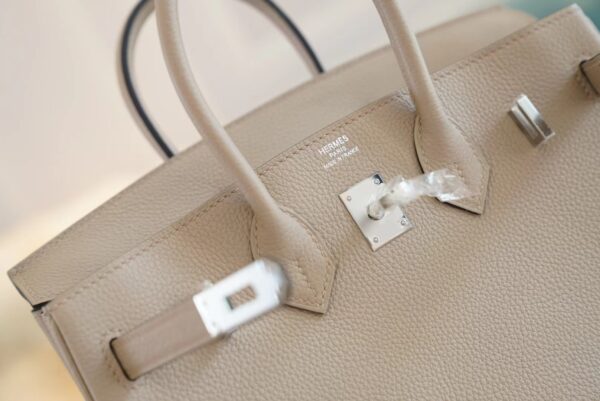 Full Handmade Hermes Birkin25CM CK81 Gris Tourterelle Togo Leather Silver Hardware