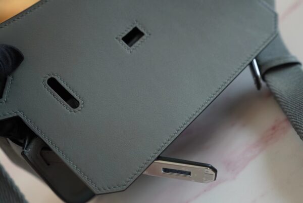Full Handmade Hermes 0L Gris Meyer Swift Leather Jypsiere Mini Silver Hardware