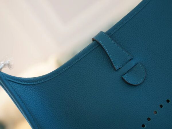 Full Handmade Hermes 1P Blue Colvert TC Leather Evelyne 29CM Silver Hardware