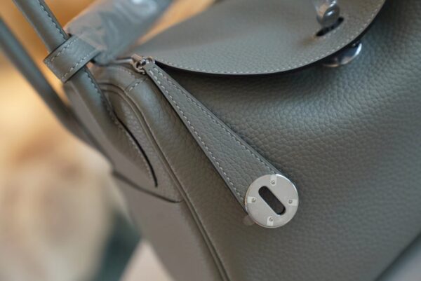 Full Handmade Hermes 4Z Gris Mouette Clemence Lindy 26CM Silver Hardware