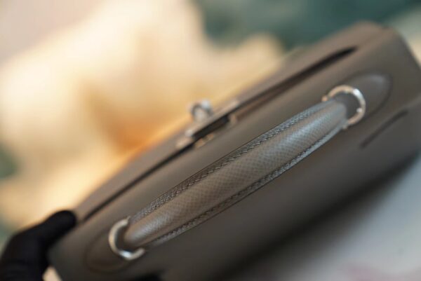 Full Handmade Hermes Kelly Bag25CM 0L Gris Meyer Epsom Leather Silver Hardware