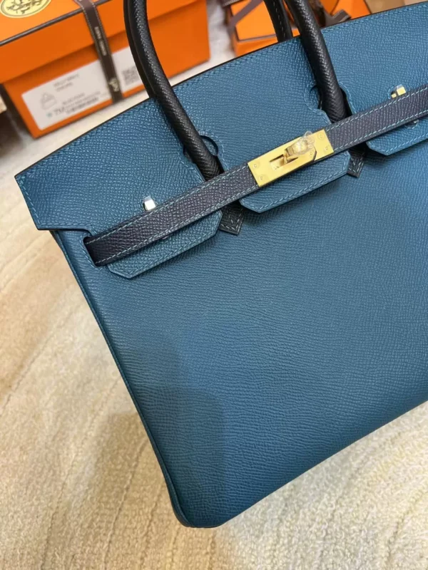 Hermes Epsom Birkin 25CM 7P Blue De Presse/ 2Z Blue Nuit/ 89 Noir Gold Hardware