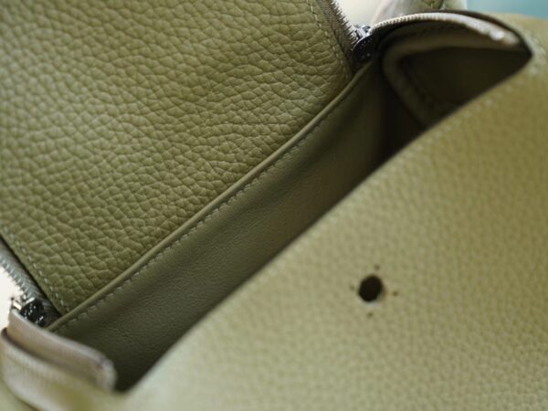 GPCMode Factory Hermes Q1 Sauge Clemence Leather Mini Lindy19CM Silver Hardware
