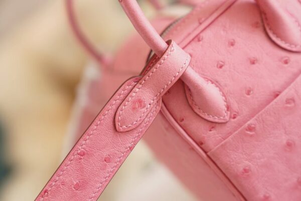 Wholesale Hermes Mini Lindy19CM L4 Rose Bubble South Africa KK Ostrich Silver Hardware