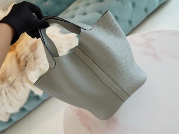 New Hermes Picotin Bag 18CM Clemence 4Z Gris Mouette Silver Hardware