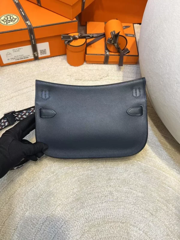 Taiwan Hermes Jypsiere Mini 23CM 3Y Blue Noir Swift Leather Silver Hardware