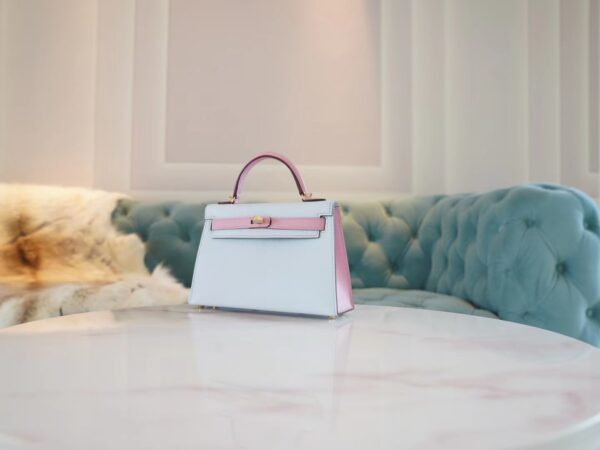 GPCMode Hermes Mini Kelly19CM T0 Blue Brume & X9 Mauve Sylyestre Epsom Leather