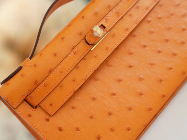 Wholesale GPCMode Factory Hermes Mini Kelly Pochette22cm I9 Abricot Ostrich Leather