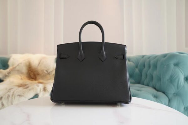 Full Handmade Hermes CK89 Black Togo Leather Birkin25CM Tote Bag Silver Hardware