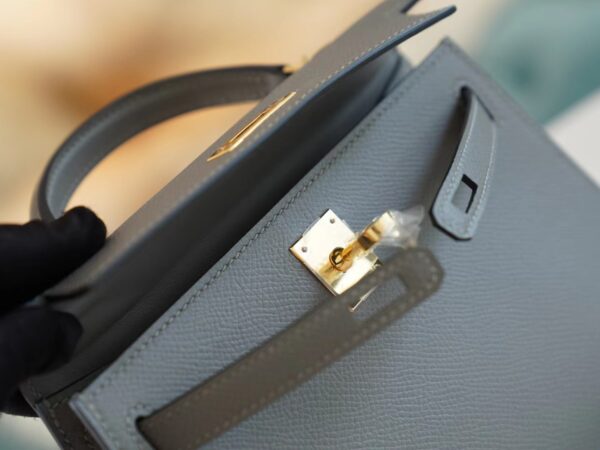 New Arrival Hermes Mini Kelly Clutch19CM 0L Gris Meyer Epsom Leather Gold Hardware